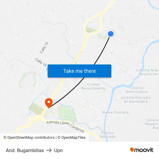 And. Bugambilias to Upn map