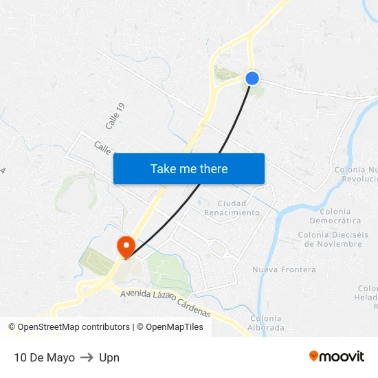 10 De Mayo to Upn map