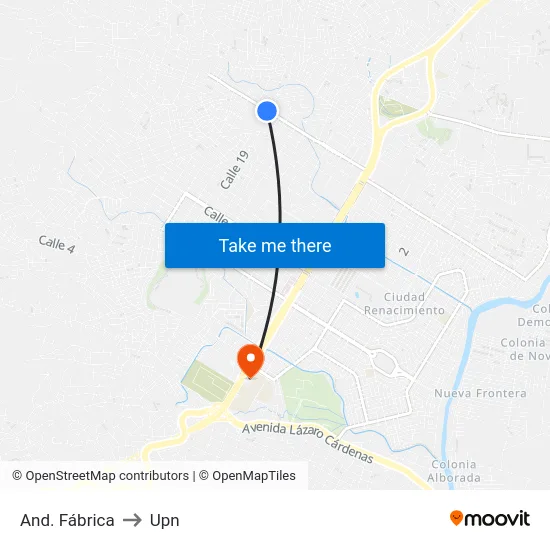 And. Fábrica to Upn map