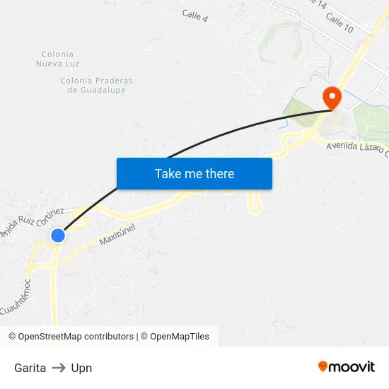 Garita to Upn map