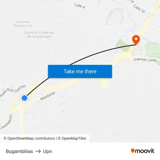 Bugambilias to Upn map