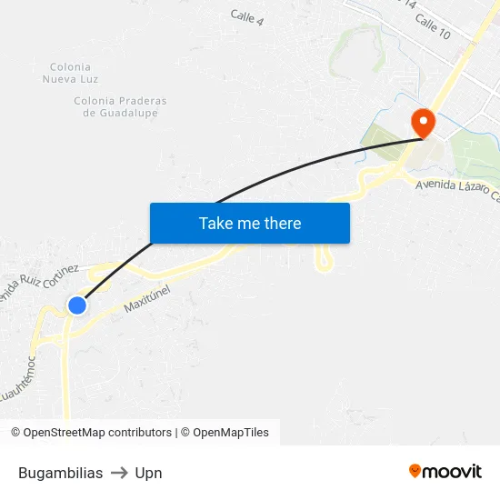 Bugambilias to Upn map