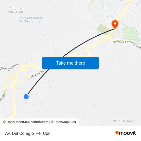 Av. Del Colegio to Upn map