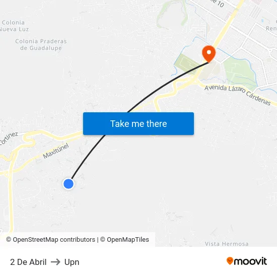 2 De Abril to Upn map