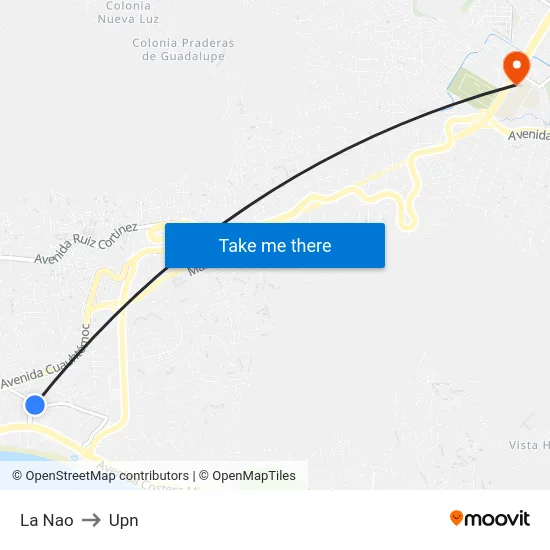 La Nao to Upn map