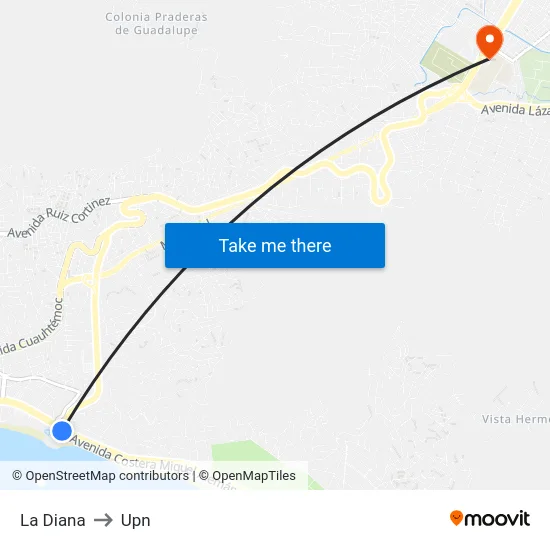 La Diana to Upn map
