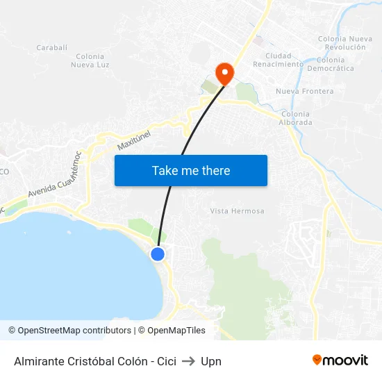 Almirante Cristóbal Colón - Cici to Upn map