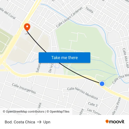 Bod. Costa Chica to Upn map