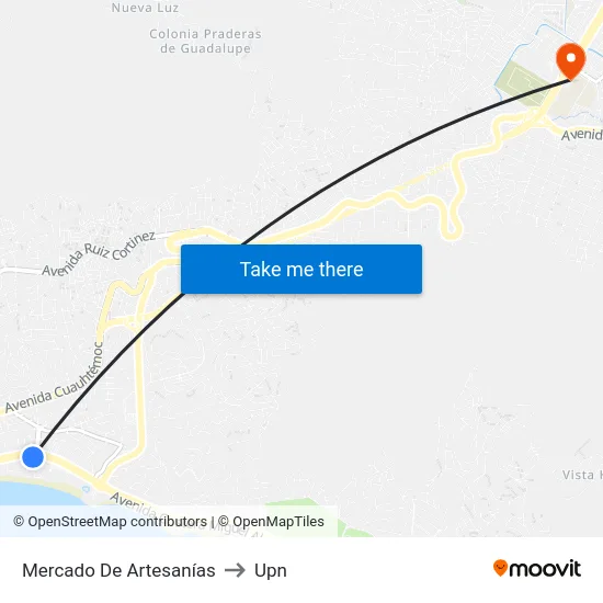 Mercado De Artesanías to Upn map