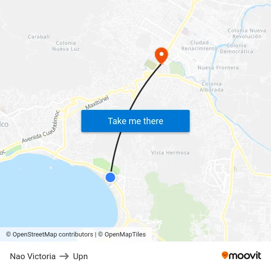 Nao Victoria to Upn map