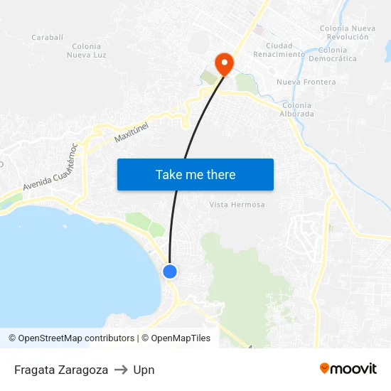 Fragata Zaragoza to Upn map