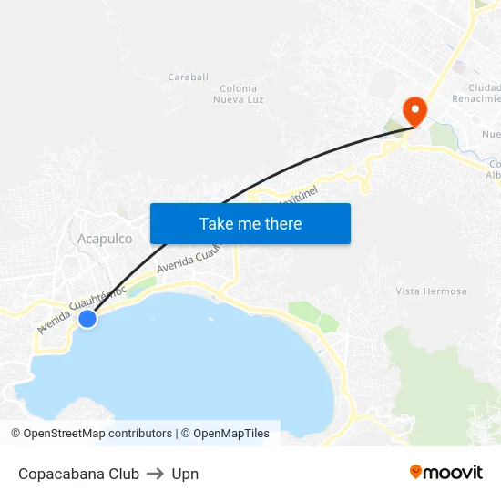 Copacabana Club to Upn map