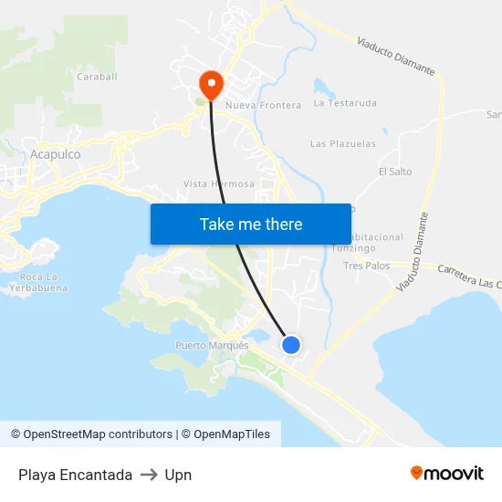 Playa Encantada to Upn map