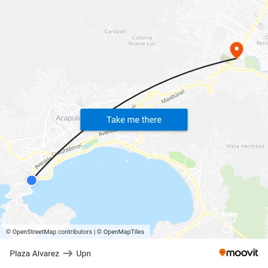 Plaza Alvarez to Upn map