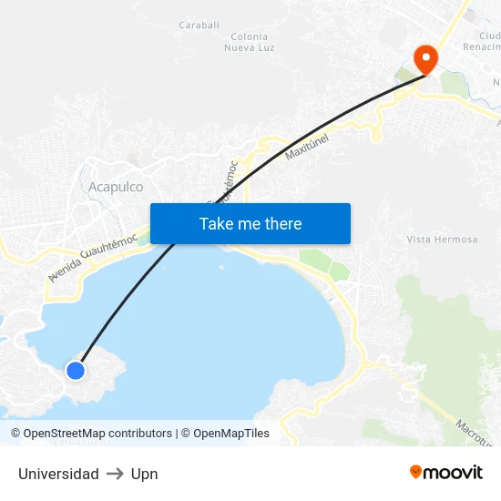 Universidad to Upn map