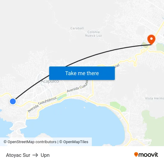 Atoyac Sur to Upn map