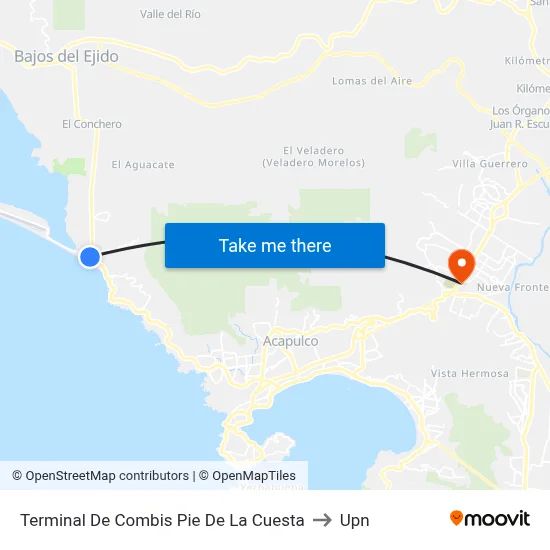 Terminal De Combis Pie De La Cuesta to Upn map