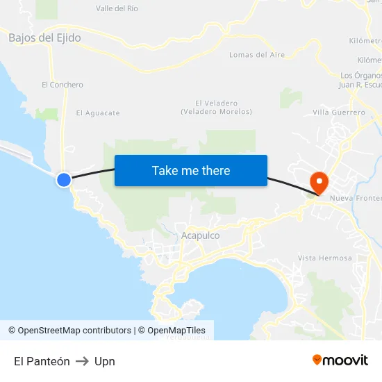 El Panteón to Upn map