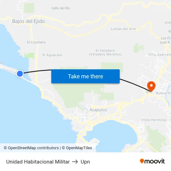 Unidad Habitacional Militar to Upn map