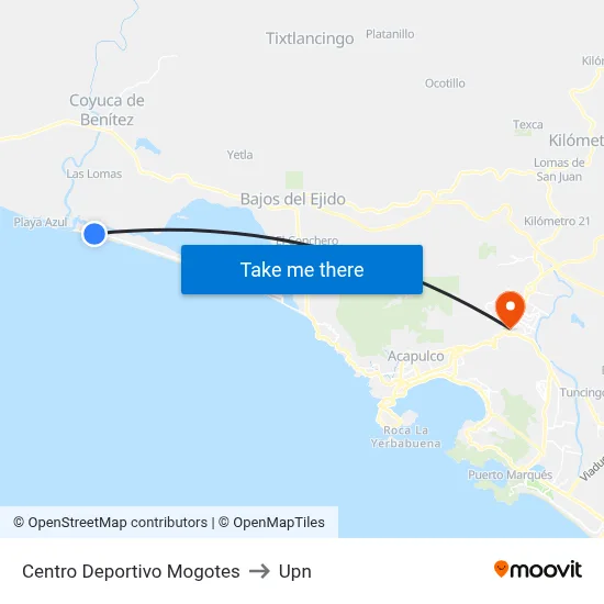 Centro Deportivo Mogotes to Upn map
