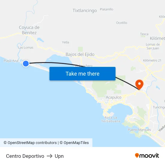 Centro Deportivo to Upn map