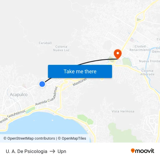 U. A. De Psicologia to Upn map