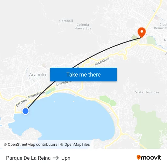 Parque De La Reina to Upn map