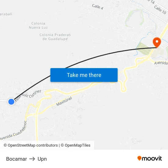 Bocamar to Upn map