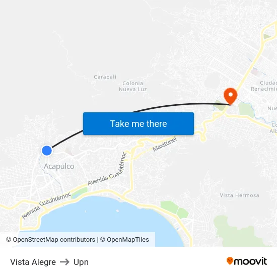 Vista Alegre to Upn map