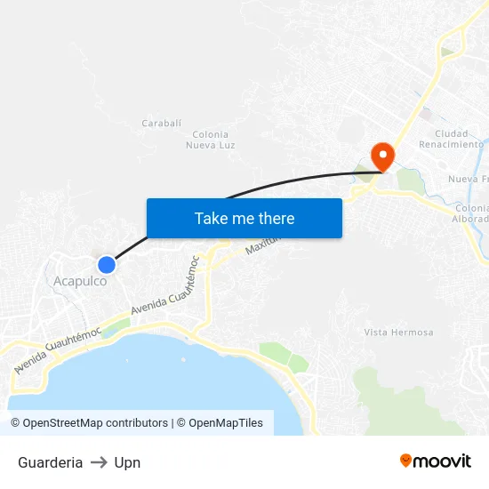 Guarderia to Upn map