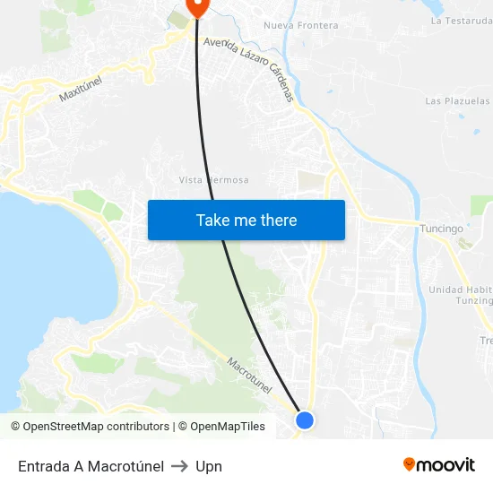 Entrada A Macrotúnel to Upn map