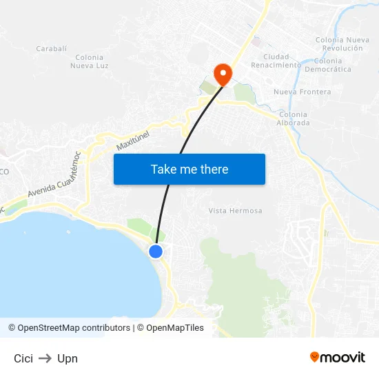 Cici to Upn map