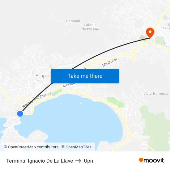 Terminal Ignacio De La Llave to Upn map
