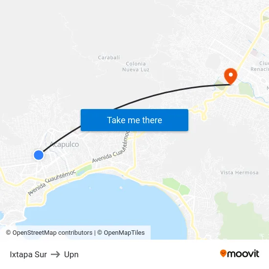 Ixtapa Sur to Upn map