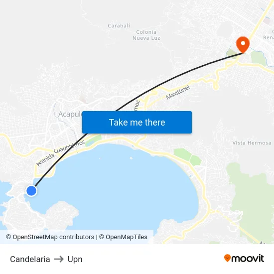 Candelaria to Upn map