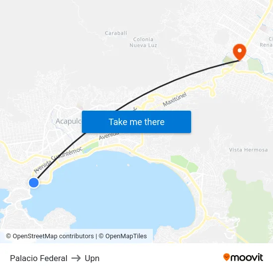 Palacio Federal to Upn map