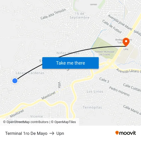 Terminal 1ro De Mayo to Upn map