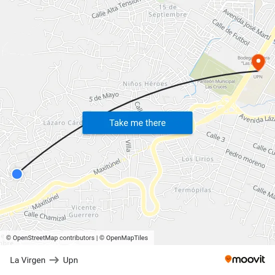 La Virgen to Upn map