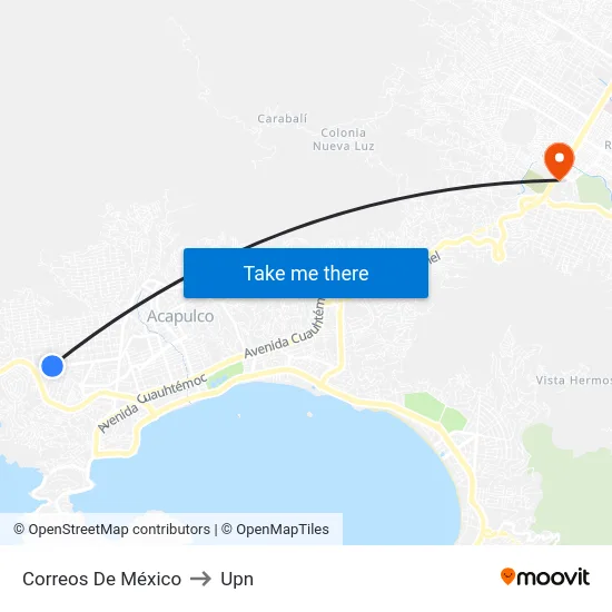 Correos De México to Upn map