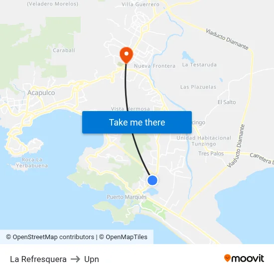 La Refresquera to Upn map