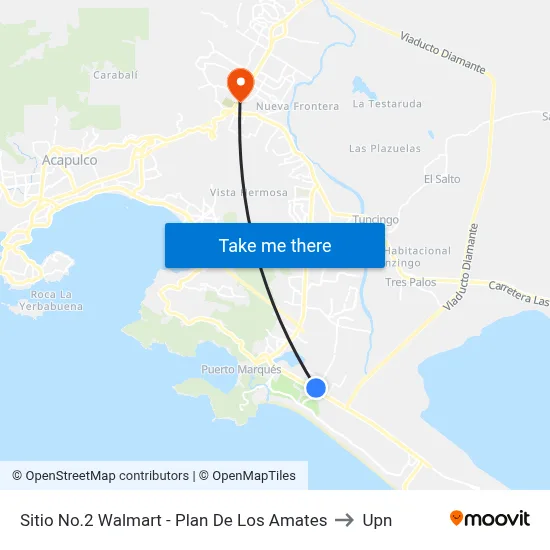 Sitio No.2 Walmart - Plan De Los Amates to Upn map