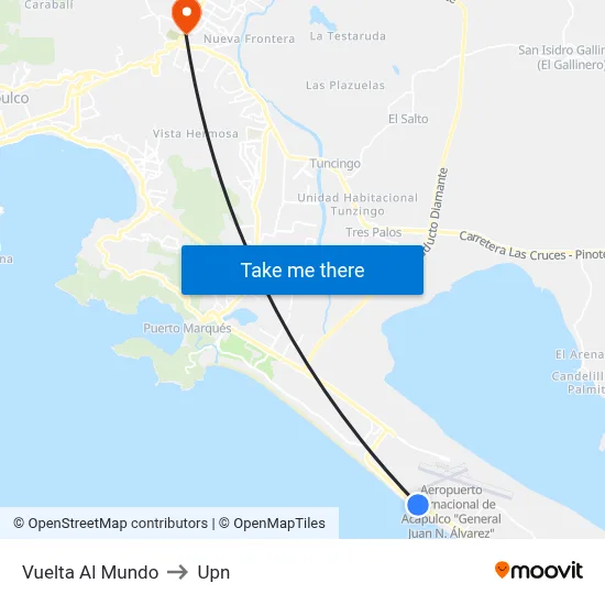 Vuelta Al Mundo to Upn map