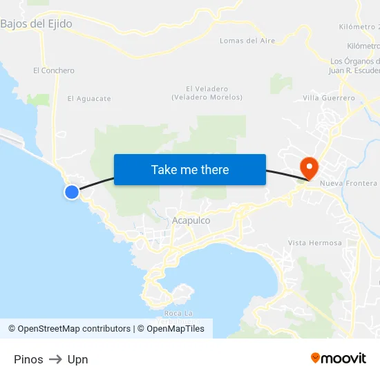 Pinos to Upn map