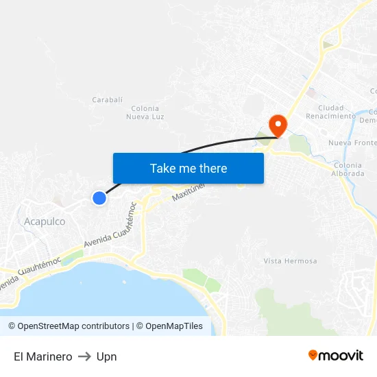 El Marinero to Upn map