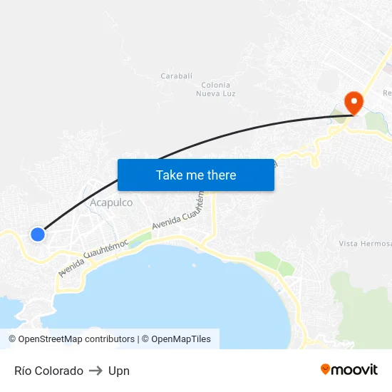 Río Colorado to Upn map