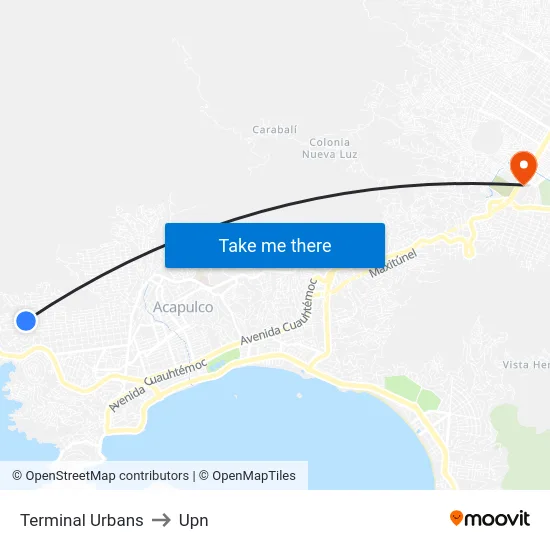 Terminal Urbans to Upn map