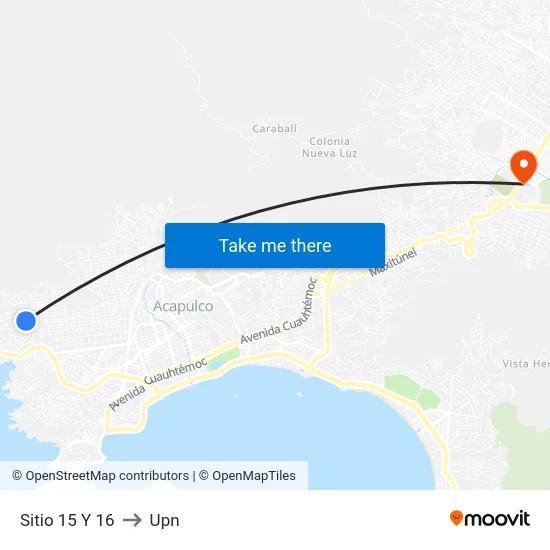 Sitio 15 Y 16 to Upn map
