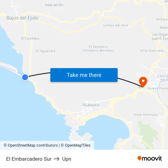 El Embarcadero Sur to Upn map