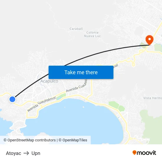 Atoyac to Upn map