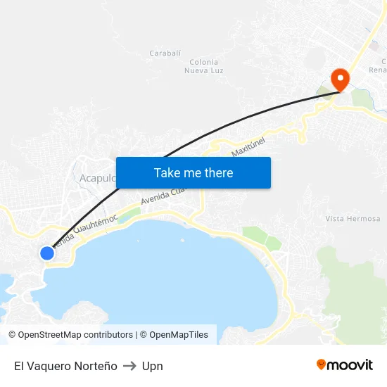 El Vaquero Norteño to Upn map